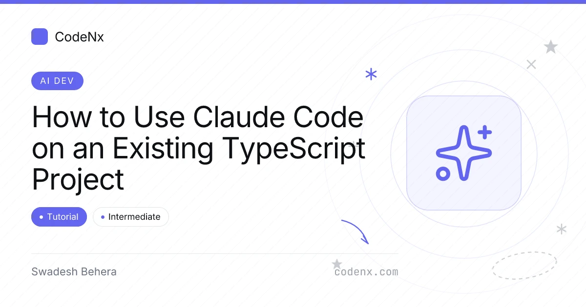 A terminal running Claude Code beside a TypeScript project tree