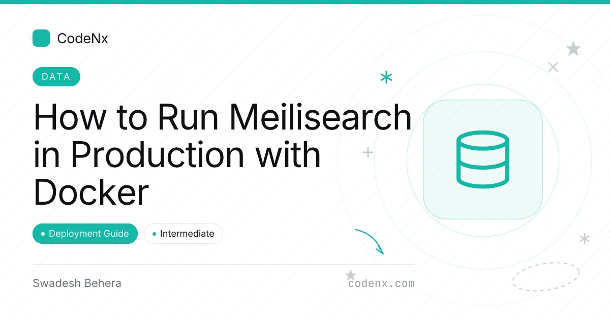 A Meilisearch container serving search requests behind a reverse proxy